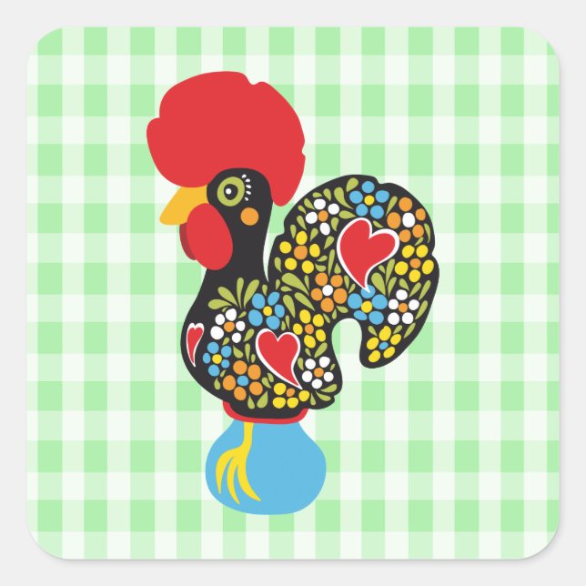 Sticker Carré Célèbre coq de Barcelos Nr 06 (Devant)
