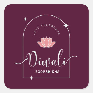 Sticker Carré Célébrons Diwali Élégant Personnalisable