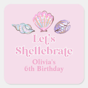 Sticker Carré Célébrons la fête d'anniversaire de la plage aux c