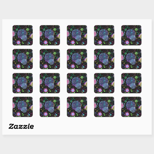 Sticker Carré Celestial Celebrations: Maximalist Abstract Art  (Feuille)