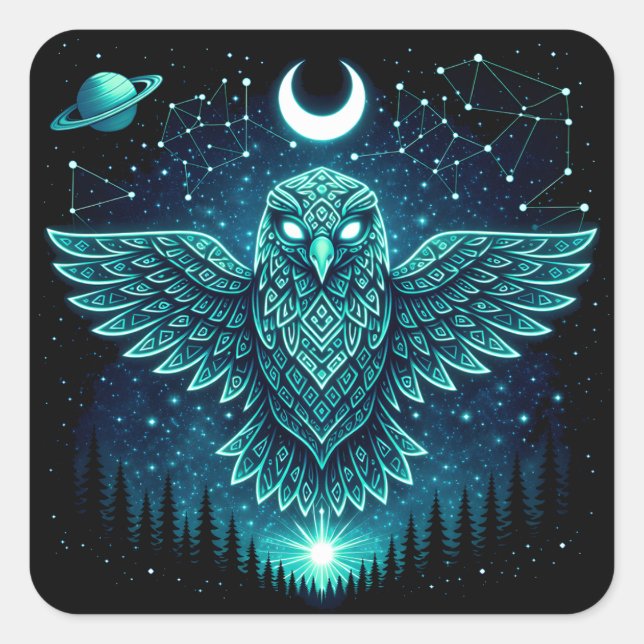 Sticker Carré Celestial Eagle – Stellar Freedom Wildlife Galaxy  (Devant)