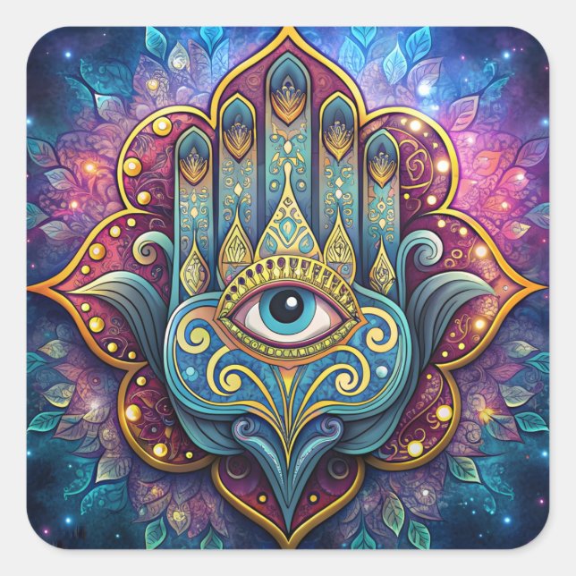 Sticker Carré Celestial Hamsa  (Devant)