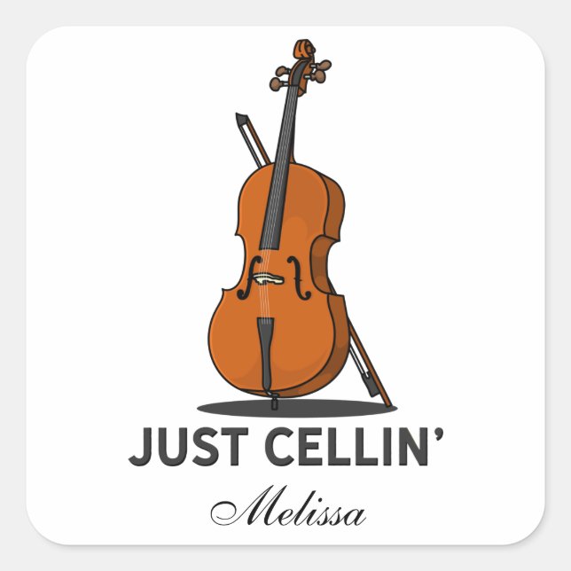 Sticker Carré Cellin Cello Musician Custom (Devant)