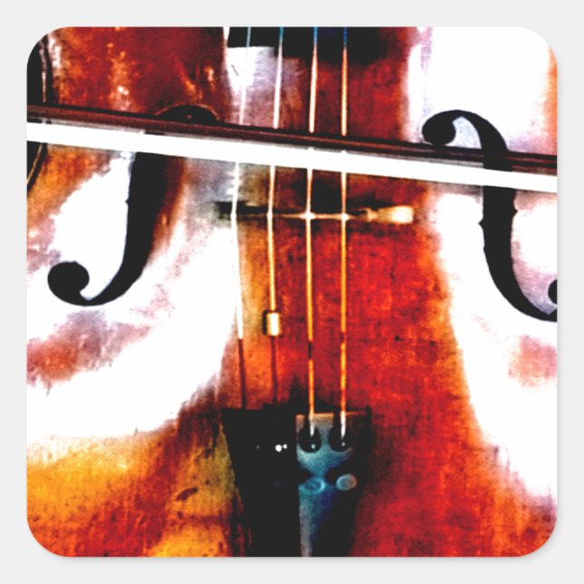 Sticker Carré Cello Music is Life Beautitic Artistique (Devant)