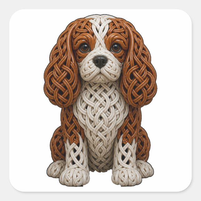 Sticker Carré Celtic Knot Blenheim Cavapoo (Devant)