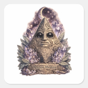 Sticker Carré Cemí Wiccan Mystique à Trois Pointes Inspiré des T