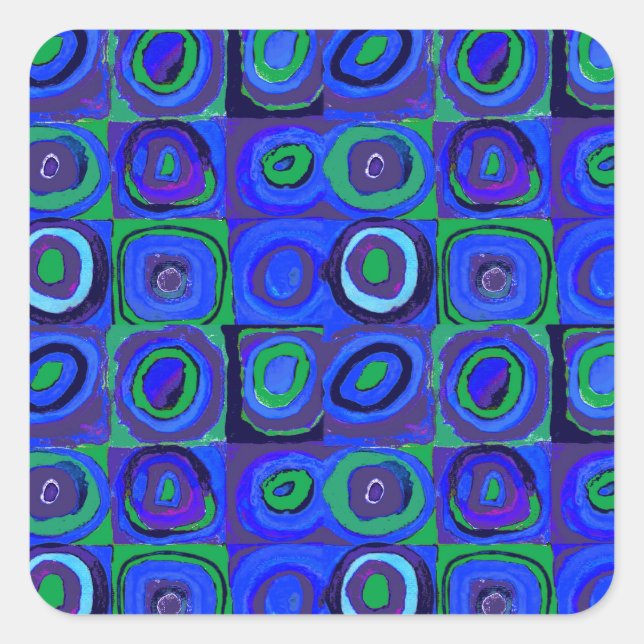 Sticker Carré Cercle Carré Kandinsky Farbstudie Blue Quadrate (Devant)