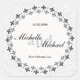 Sticker Carré Cercle double de Fleur de Lis