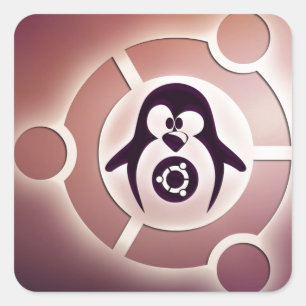 Sticker Carré Cercle d'Ubuntu Linux de logo d'amis avec Tux