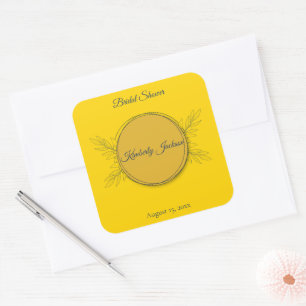 Sticker Carré Cercle Élégance Dorée pour la Fête de Mariage