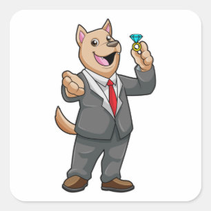 Sticker Carré Cercle Mariage Mariage de chien