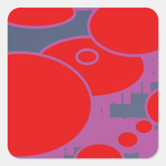 Sticker Carré cercle rouge et bleu foncé violet art abstrait