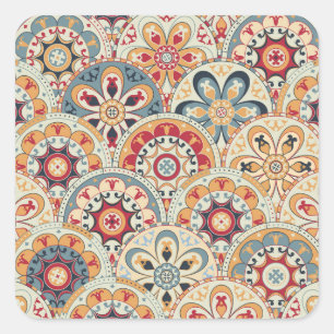 Sticker Carré Cercles Abstraits : Papier peint couleur tendance