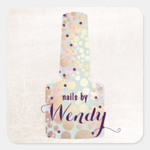 Sticker Carré Cercles d'or Polonais Bouteille Salon Manicuriste