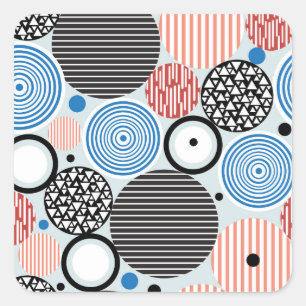 Sticker Carré Cercles multicolores, design motif graphique.