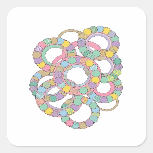 Sticker Carré Cercles pastel rose FUN Vinyl Style (Devant)