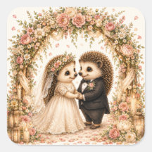Cérémonie de mariage de hérisson mignon avec des f