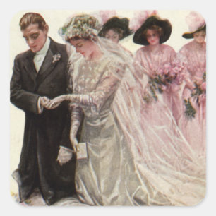 Sticker Carré Cérémonie de mariage victorien vintage de la marié