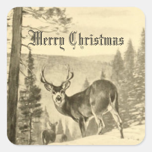 Sticker Carré Cerf à Woods