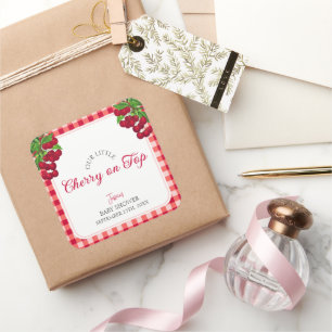 Sticker Carré Cerise sur le dessus En vichy Plaid Fall Baby show