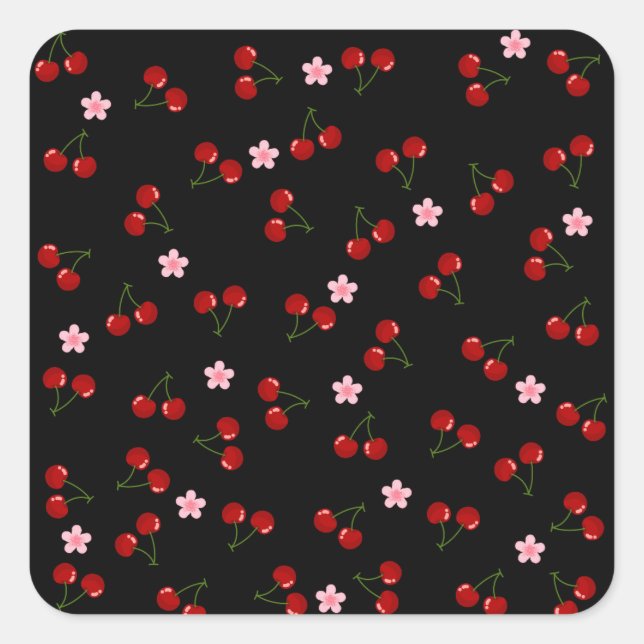 Sticker Carré Cerises noires (Devant)