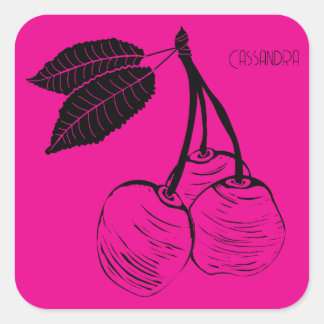Sticker Carré Cerisier de printemps Gravure sur bois
