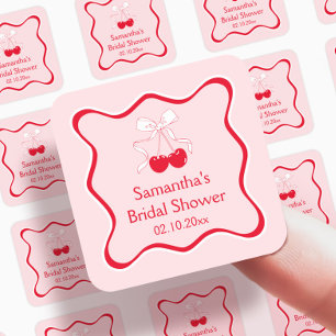 Sticker Carré Cerisier rose Rouge sur le dessus Fête des mariées