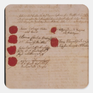 Sticker Carré Certificat de mariage de Wolfgang, Mozart et Weber