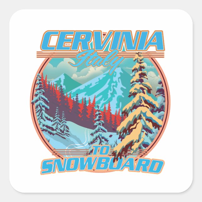 Sticker Carré Cervinia italie logo de snowboard (Devant)