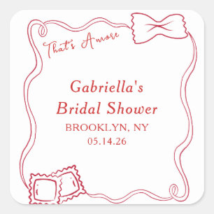 Sticker Carré C'est Amore Hand Drawn Pasta Italie Fête des marié