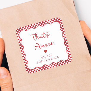 Sticker Carré C'est Amore Italien Chic Personnalisé Mariage Roug