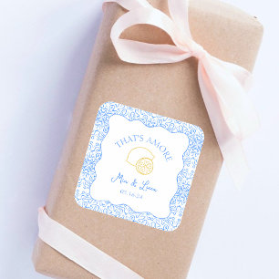 Sticker Carré C'est Amore Lemon Blue Tiles Amalfi Italie Mariage