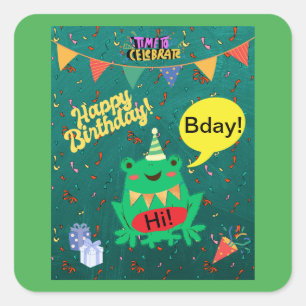 Sticker Carré C'est enfin mon anniversaire 29 février Confetti d