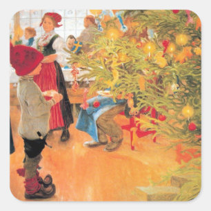 Sticker Carré C'est garçon de temps de Noël encore - regardant