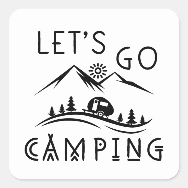 Sticker Carré C'est gentil de partir Camping word art (Devant)