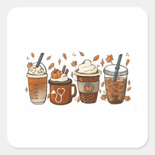 Sticker Carré C'est la dernière saison Citrouille Spice Coffee A