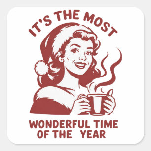 Sticker Carré C'est la période la plus merveilleuse avec un Noël