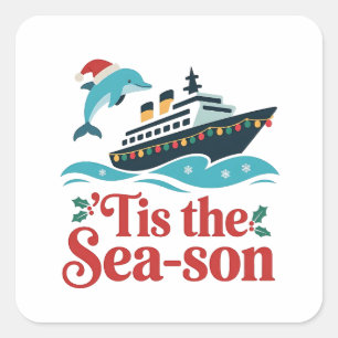 Sticker Carré c'est la sai-son drôle de croisière en famille