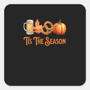 Sticker Carré C'est La Saison Bière De Citrouille Bretzel Automn