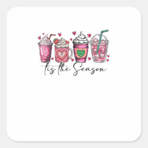 Sticker Carré C'est la saison Boisson de café pour la Saint-Vale