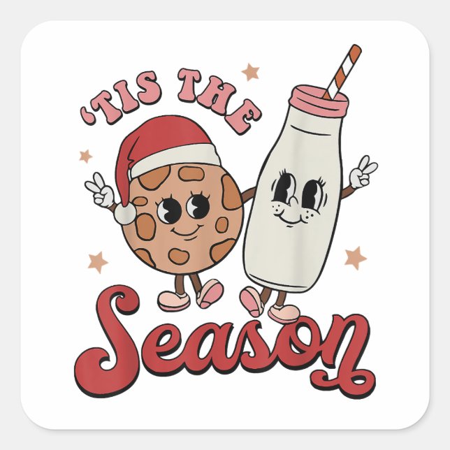 Sticker Carré C'Est La Saison Cookies Lait Santa Hat Noël Re (Devant)