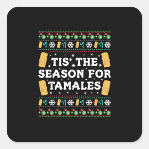 Sticker Carré C'est la saison des tamales, Noël mexicain drôle