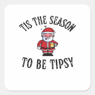 Sticker Carré C'Est La Saison D'Être Tipsy Vintage Drunk Père No