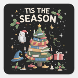 Sticker Carré C'est la saison école de sorcier Noël Cozy magie