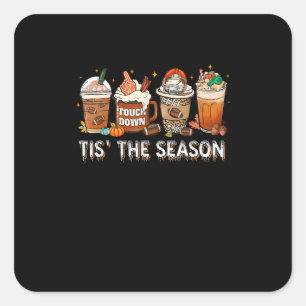 Sticker Carré C'Est La Saison Football Citrouille Épice Hallowee