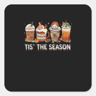 Sticker Carré C'Est La Saison Football Citrouille Épice Hallowee