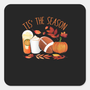 Sticker Carré C'Est La Saison Football Citrouille Thanksgiving A