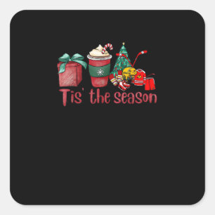 Sticker Carré C'Est La Saison Hockey Coffee Noël Père Noël