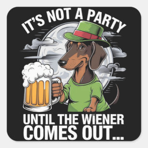 Sticker Carré C'est Pas Une Fête Tant Que Dachshund Bière Irland