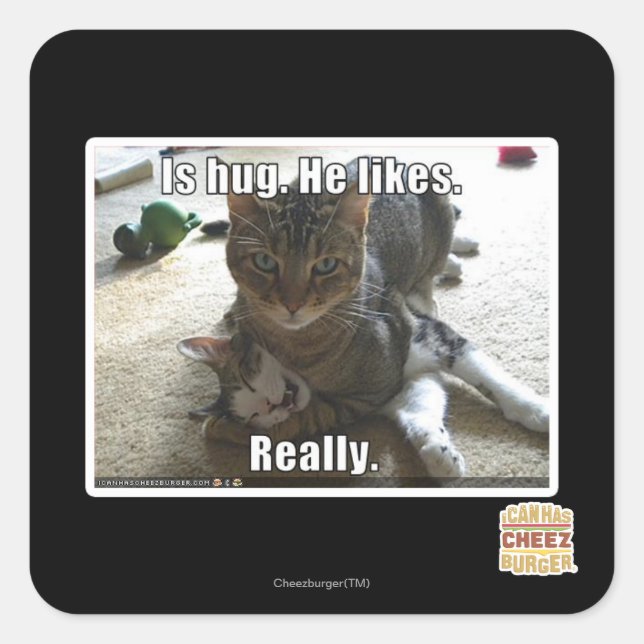 Sticker Carré C'est serré. Il aime. (Devant)